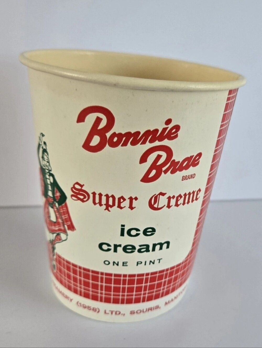 Bonnie Brae Souris Manitoba Ice Cream Carton Vintage